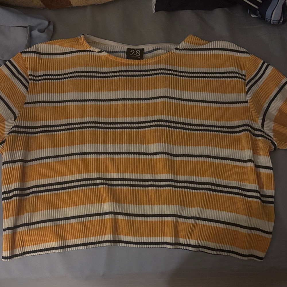 Women's Short Sleeve Striped Top - Yellow and Black